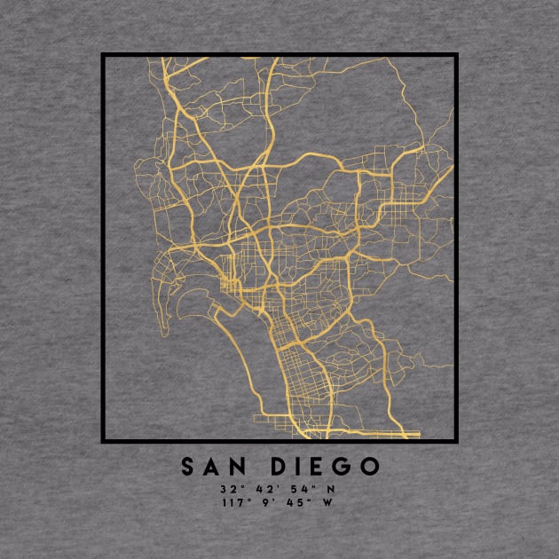 SAN DIEGO CALIFORNIA CITY STREET MAP ART by deificusArt